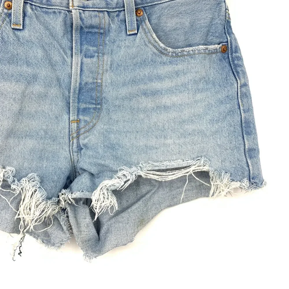 Levis 501 Cut Off Jean Shorts Womens Sz 28
